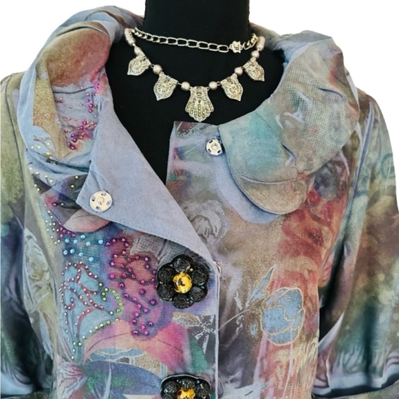 B.L.E.U. ~ Women’s lightweight 3/4 sleeve cruelty-free suede-like jacket size MP - Picture 6 of 9